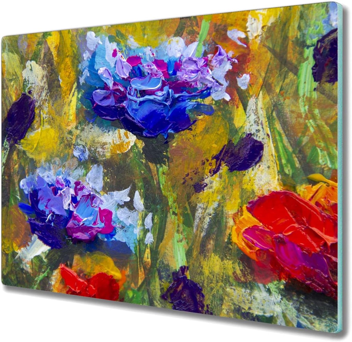 Glazen Snijplank Trancheerplank 60x52cm Keukenplank Kookplaatafdekking Fornuisafdekplaat Gehard Glas - Bloemen