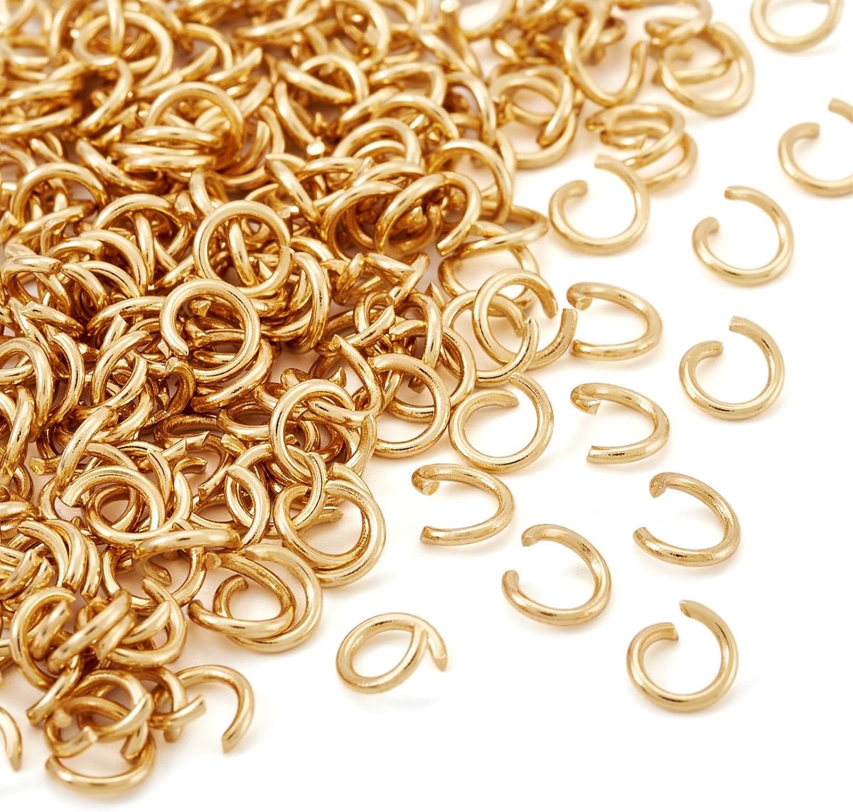 200 stuks gouden roestvrijstalen open springringen 5mm rond 0,8mm dik metalen ronde ongesoldeerde ringverbinders voor kettingmaliën sieradenmaken