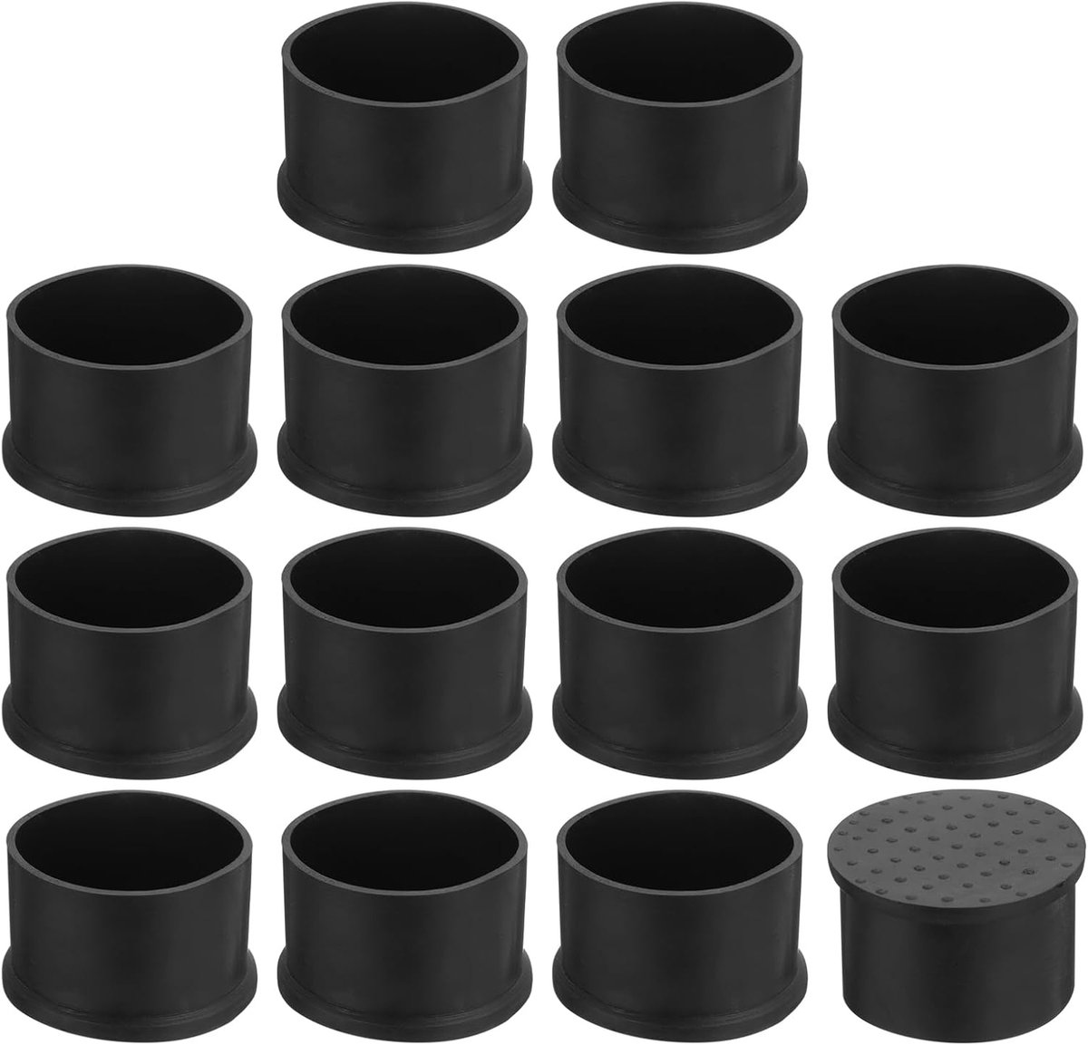 14 stuks voetkappen voor stoelen 45 mm (1-7/9") stoelkappen van pvc, zonder merk, antislip voetkappen voor ronde tafels en meubels, zwart