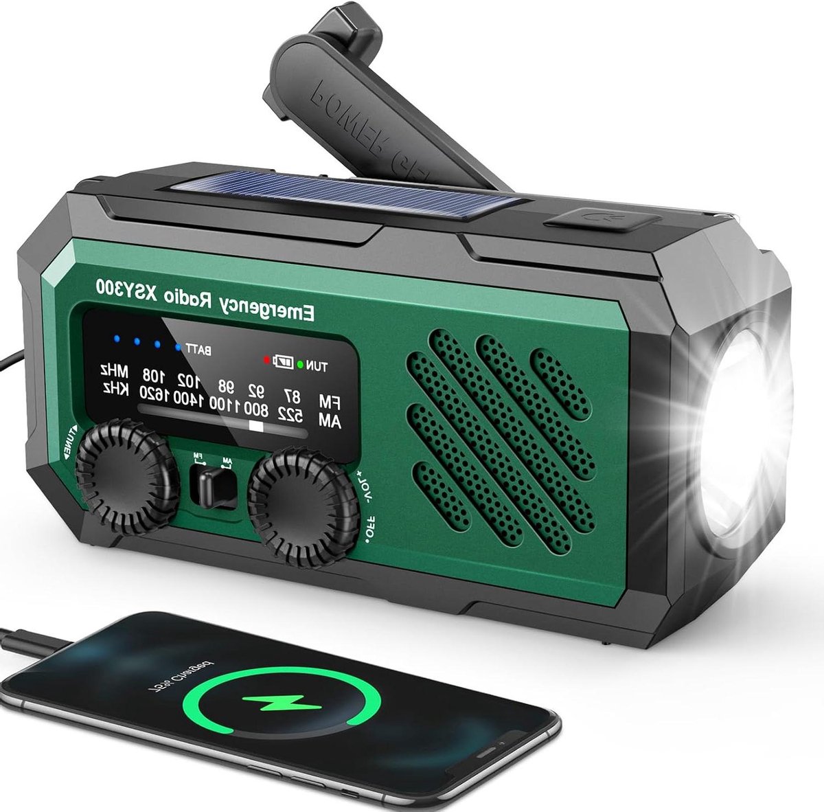 Noodweer Radio - Wind-up Radio - Noodsituaties - 3 Oplaadmethoden - 2000 mAh - Groen