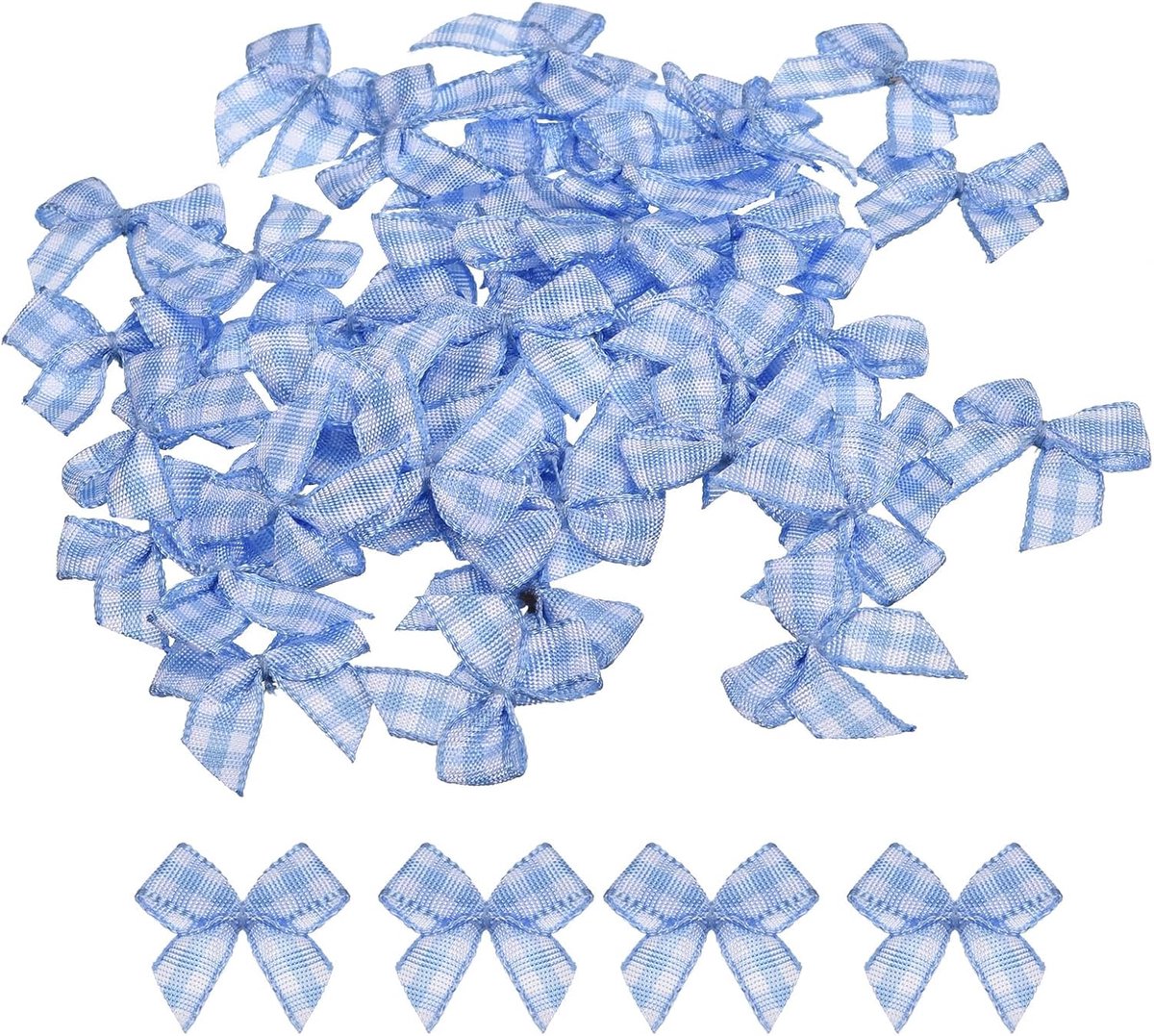 Strikken van geruit, 25,4 cm (2,5 cm), satijnen strikken, geruit, voor knutselen, knopen voor haar, bruiloft, verjaardag, feest, blauw en wit