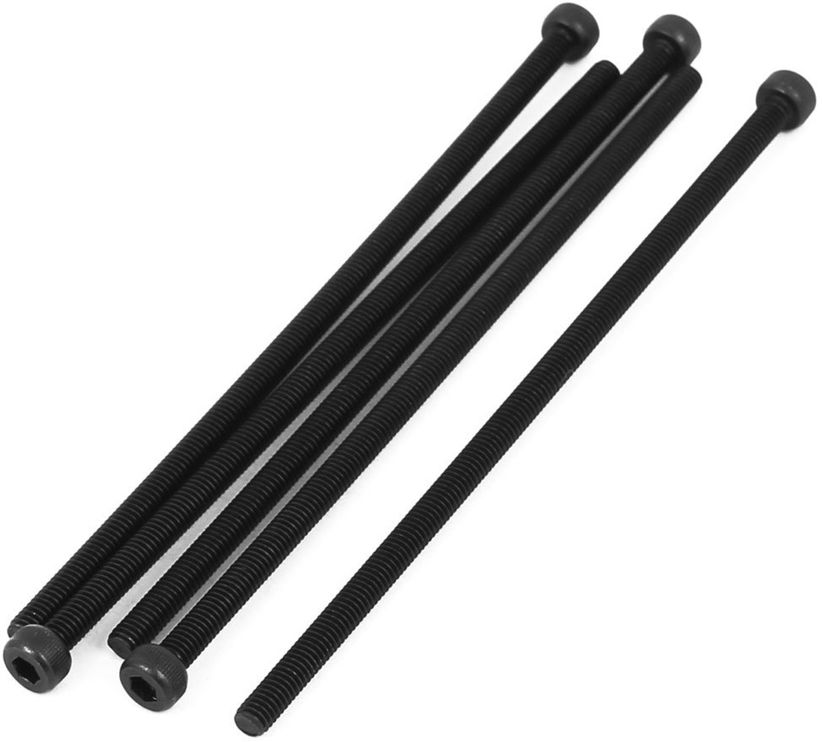M4 x 110 mm volledig schroefdraad zeskantkop geribbelde schroefbout zwart 5 stuks