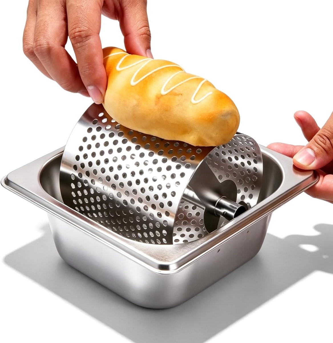 Boterroller, 1,8 l boterstrooier van roestvrij staal, boterwiel burger, boterdispenser voor brood, duurzame boterverdeler, botercentrifuge, boterroller voor keuken, maïsbrood, steaks