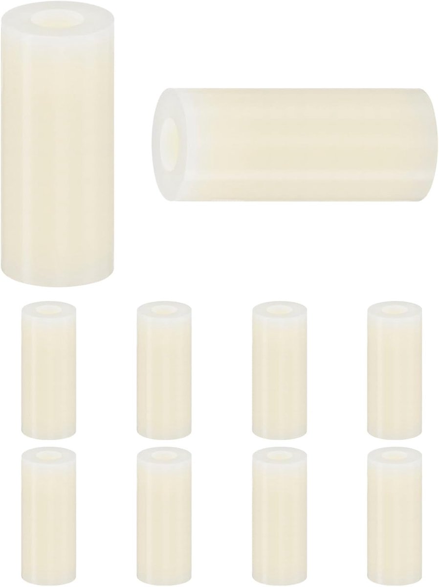 METERXITY Set van 100 nylon ringen, 3,2 mm ID 7 mm OD 16 mm lengte ronde plastic afstandhouder afstandhouder niet-schroefdraad voor M3 schroeven/bouten/stopcontact/schakelaarhouder [wit]