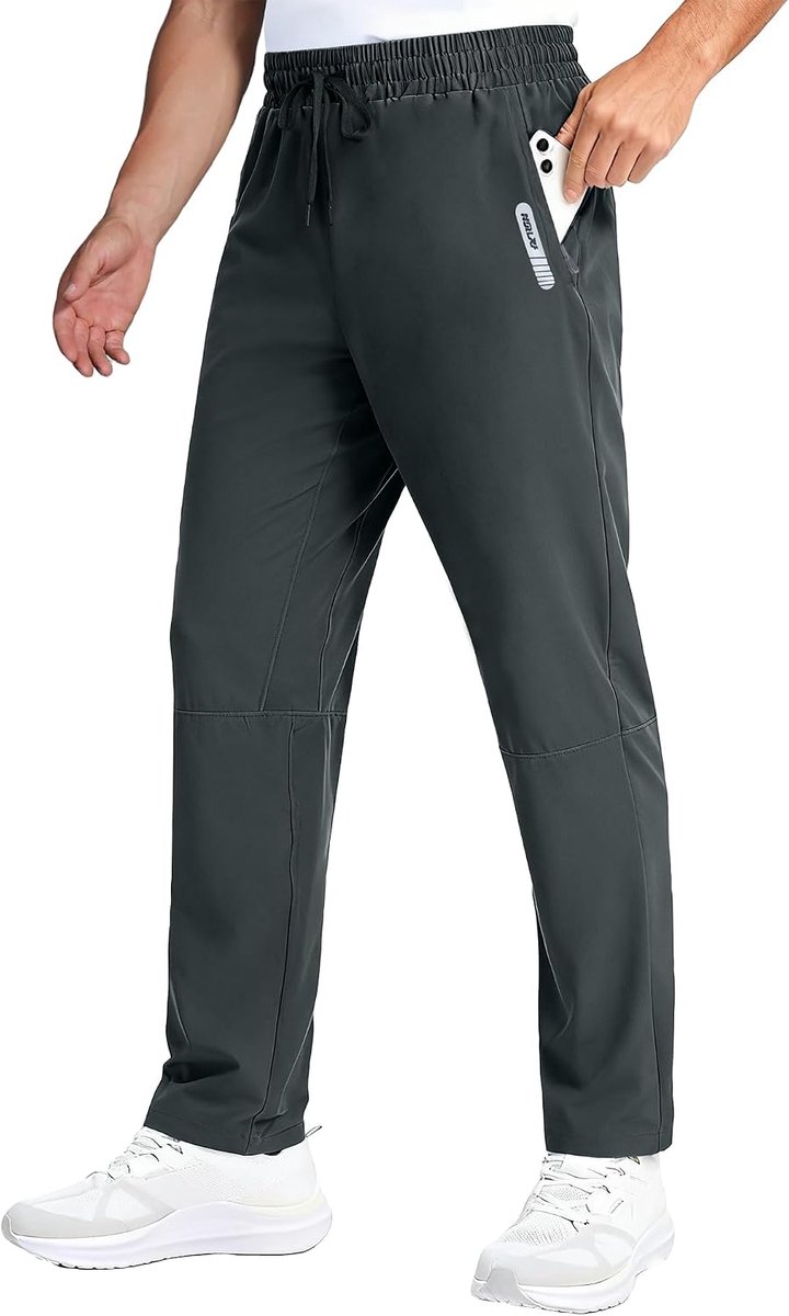 Wandelbroek voor heren, 1 of 2 stuks, lichtgewicht waterdichte sweatpants met binnenbeenlengte van 76 cm, outdoor trekkingbroek met zakken met ritssluiting
