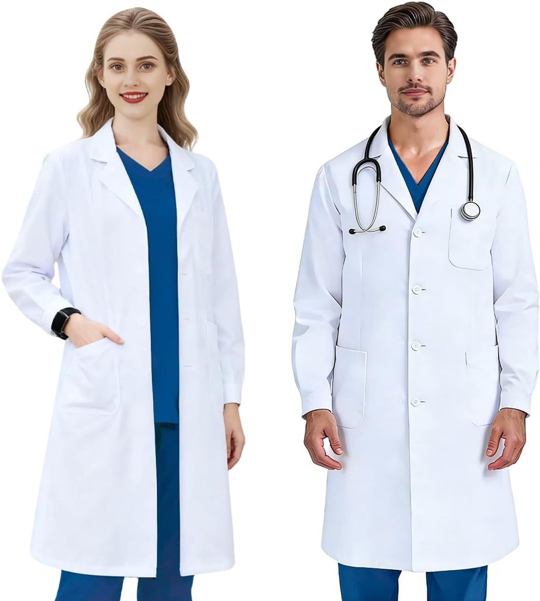 Laboratoriumjas wit - lange mouwen - katoen - ideaal voor medische professionals - SnelShoppen