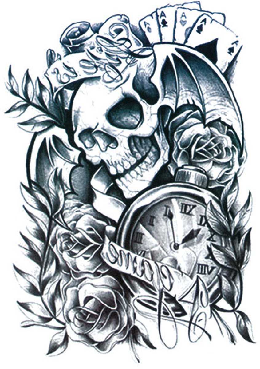 Tijdelijke tattoo skull stoer kuit 3 dagen