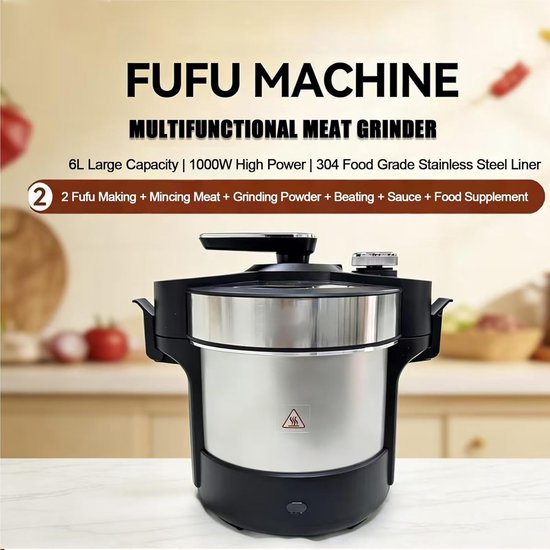 Elektrische Yam Maker - Fufu Machine - Afrikaanse Swallows Maken - Automatisch Plet Systeem - 6 Liter - Zilver — afbeelding 5