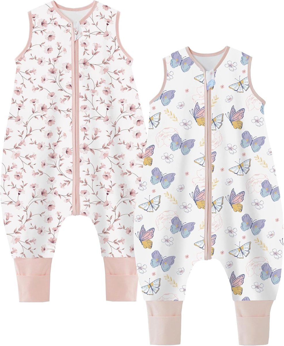 Baby slaapzak met voeten 0.5 Tog - 100% katoen - zomerslaapzak met benen - ideaal voor peuters - SnelShoppen