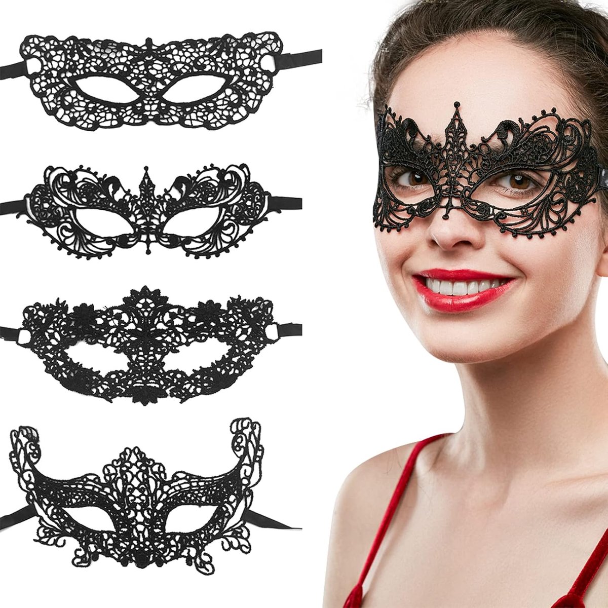 Venetiaans masker dames - zwart kant - sexy masquerade - perfect voor carnaval - SnelShoppen
