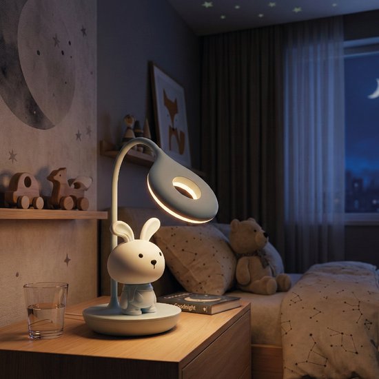 Luxus Nachtlamp Kinderkamer Bunny Mini - Blauw - Nachtlampje baby - Voor kinderen - Slaapkamer - Draadloos - Oplaadbaar van Merkloos — afbeelding 4