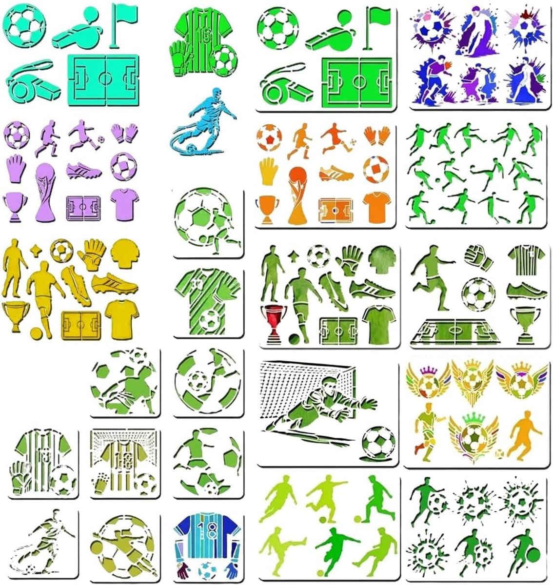 Verf sjablonen set van 20 - herbruikbaar PET - voor voetbalprojecten - ideaal voor creatief knutselen - ShopVlot