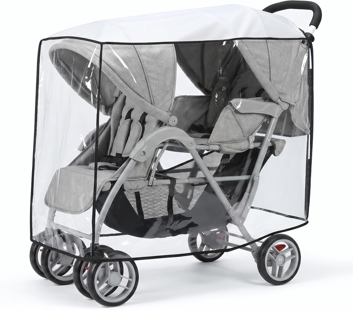 Buggy regenhoes dubbel - universele pasvorm - ademend en transparant - bescherming tegen weer en wind - ShopVlot