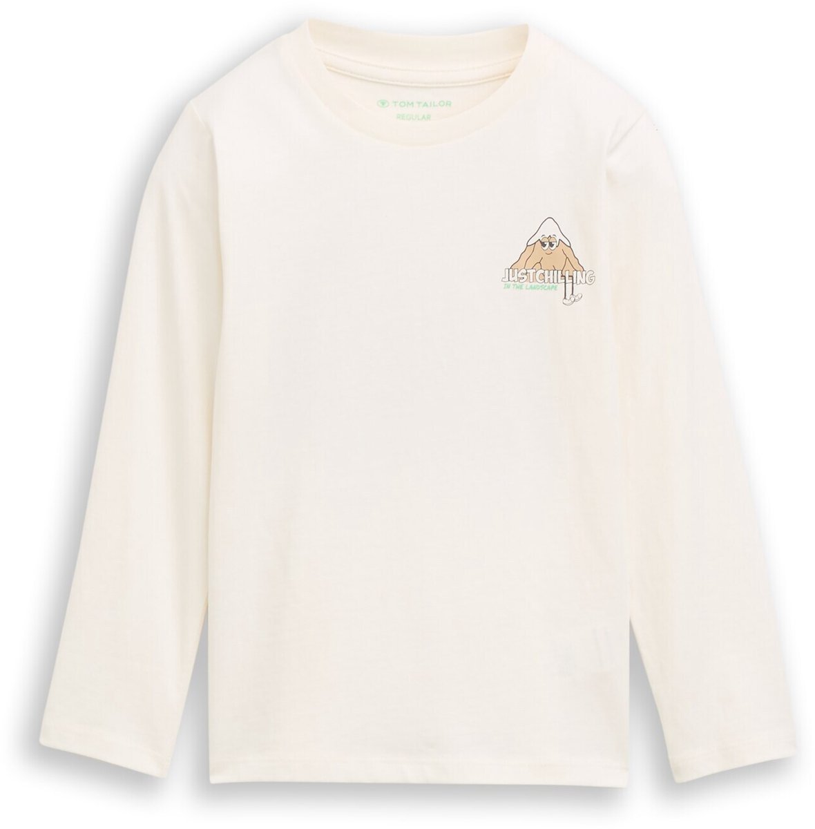 Tom Tailor - T-shirt met lange mouwen en print op de rug - Maat 128/134 - Wool White