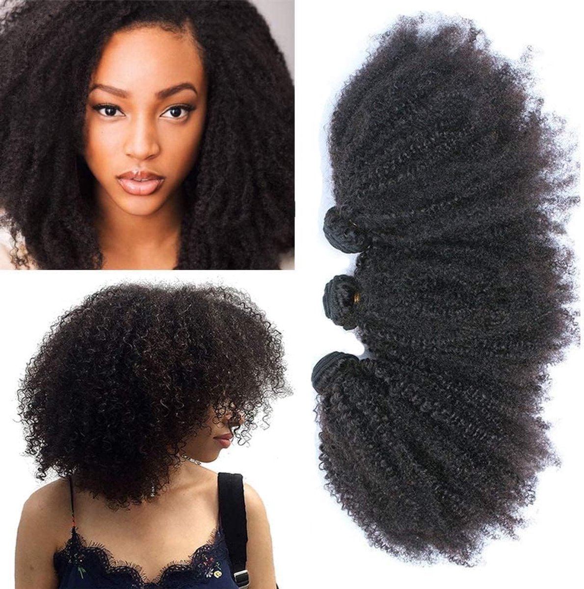 Afro Kinky Curly Haarbundels 8 Inch - 100% Onbewerkte Menselijke Haar - Natuurlijke Zwarte Kleur - ShopVlot