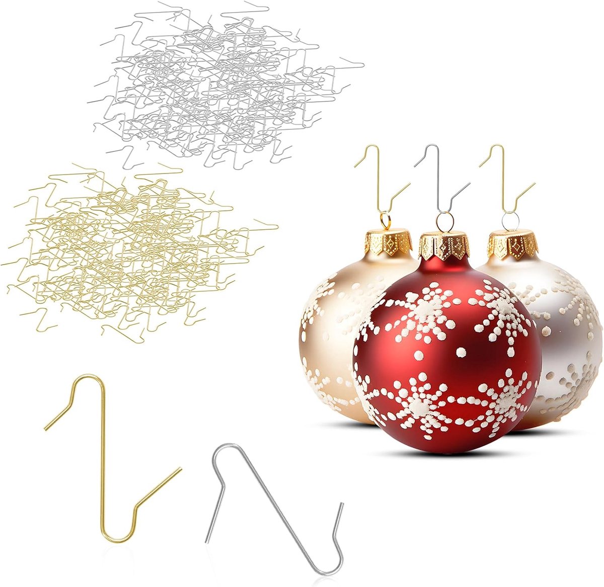 S-haken kerstboom 200 stuks - 100 goud en 100 zilver - 40 x 20 mm - ideaal voor kerstdecoraties - ShopVlot