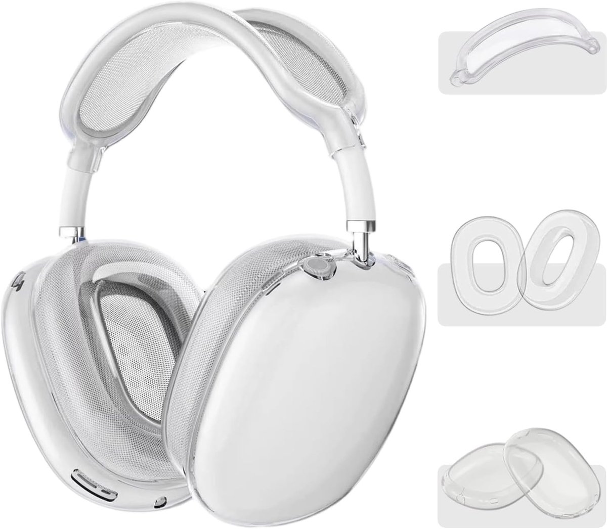 3-in-1 cover voor hoofdtelefoon - transparante silicone case - perfecte pasvorm - uitgebreide bescherming - ShopVlot