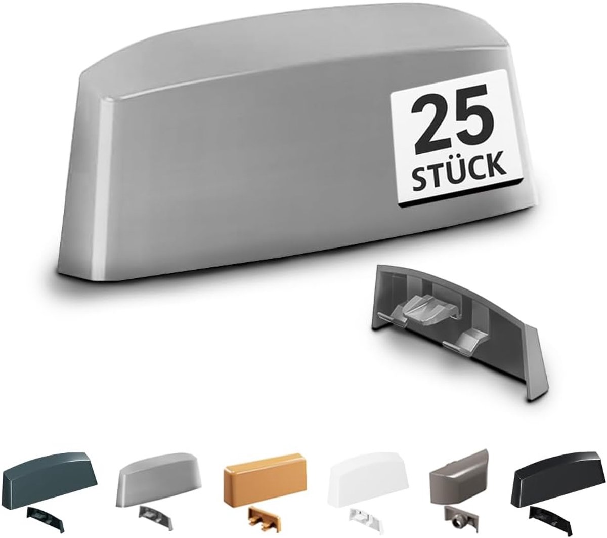 Waterafvoercaps 36 mm - Telegrijs RAL7047 - 25 stuks - Geschikt voor plastic en aluminium profielen - ShopVlot