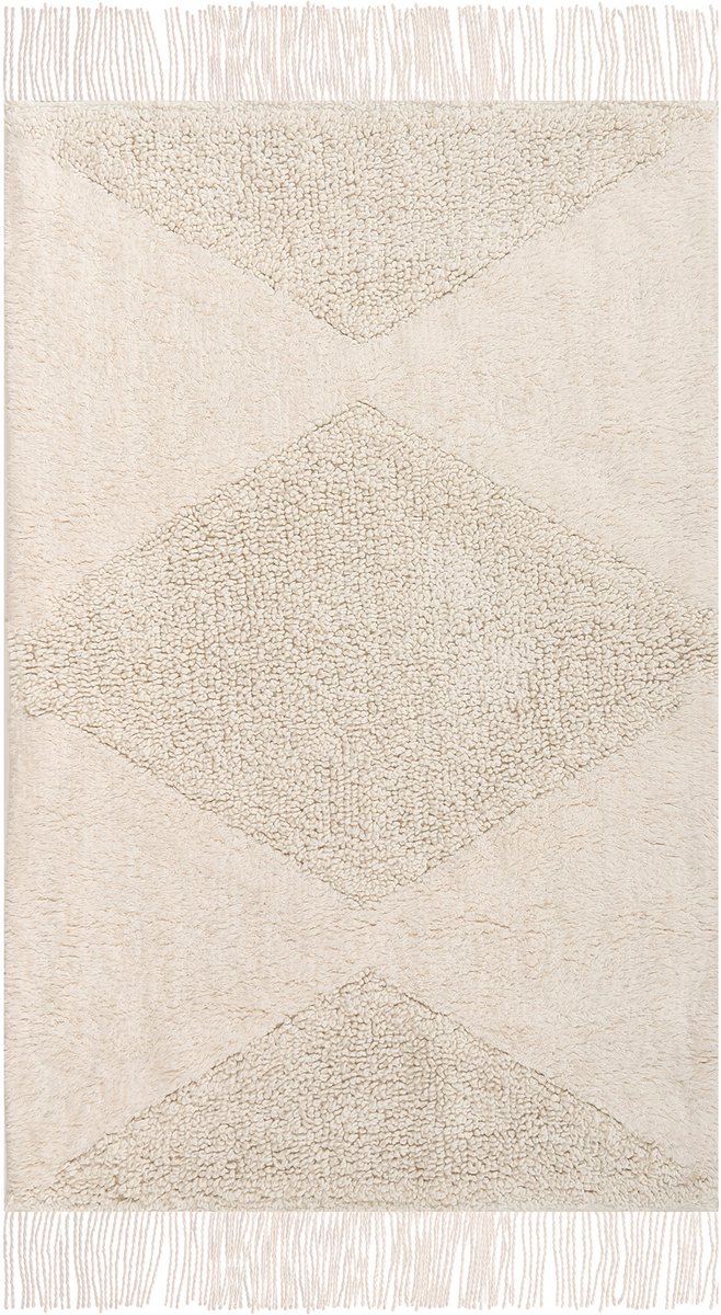 KHONOMA - Kindervloerkleed - Lichtbeige - 55 x 120 cm - Katoen