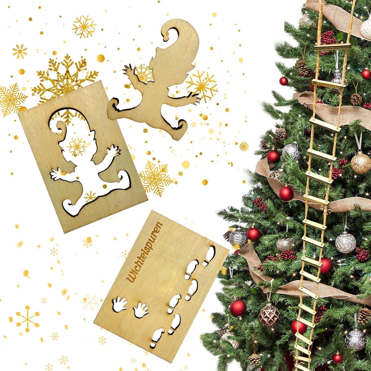 Gnome sjabloon voetafdrukken - 1m brei ladder - gnome deuraccessoires - sfeervolle kerstdecoratie - ShopVlot