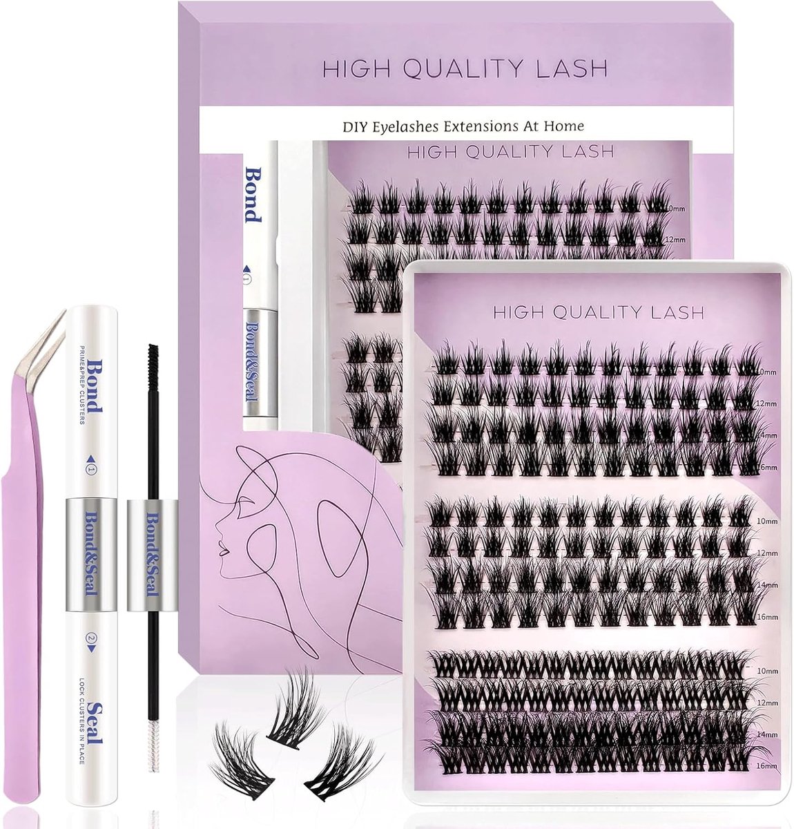 Eyelash extensions set 152 stuks - 3 stijlen mix - inclusief lijm en pincet - perfect voor beginners - ShopVlot