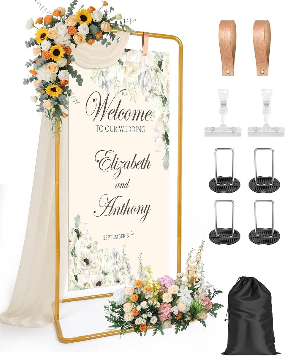 Huwelijks Welkomstbord Houder - 5.74FT Verstelbare Hoogte - Metaal Easel Stand - Perfect voor Ceremonie - ShopVlot