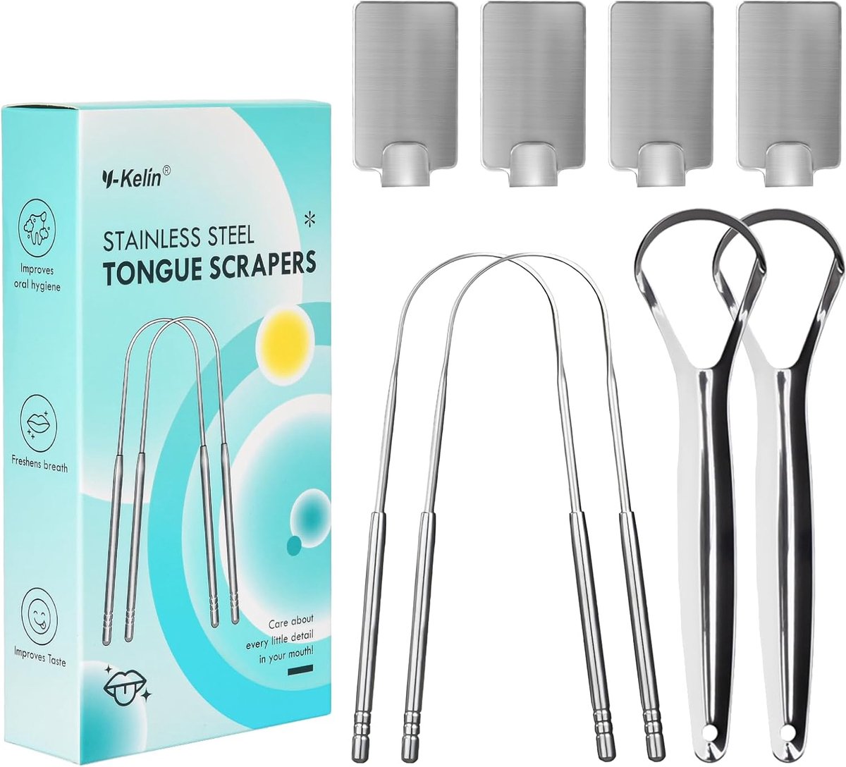 Tongschraper 4 Stuks - RVS Met Haak - U-vormig en Open Type - Voor Frisse Adem en Gezonde Tong - ShopVlot