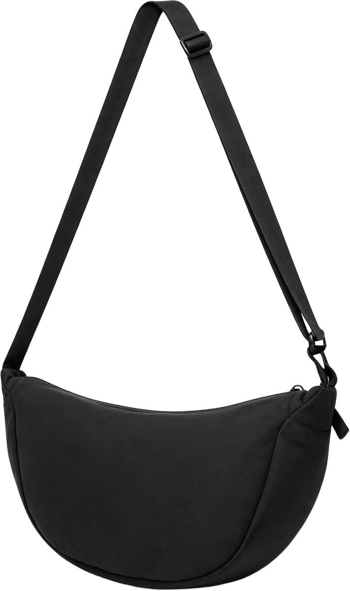 Dames crossbody schoudertas - halve maan zwart - nylon - verstelbare riem - ideaal voor dagelijks gebruik - SnelShoppen
