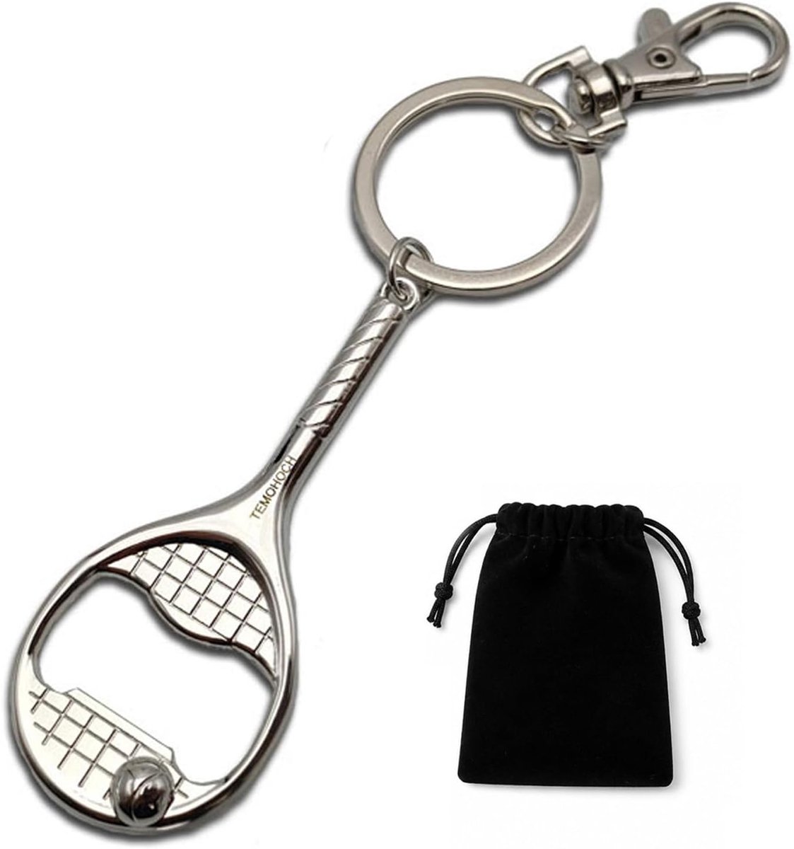 Tennisflesopener sleutelhanger - tennisracket ontwerp - praktische bieropener - ideaal voor sportfans - SnelShoppen