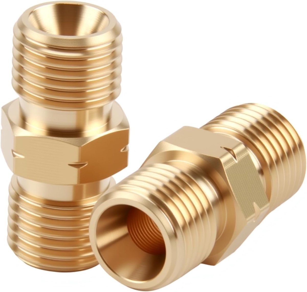 Gas slangconnector 1/4 - Dubbele nippel - Messing - Geschikt voor propane en acetyleen - SnelShoppen