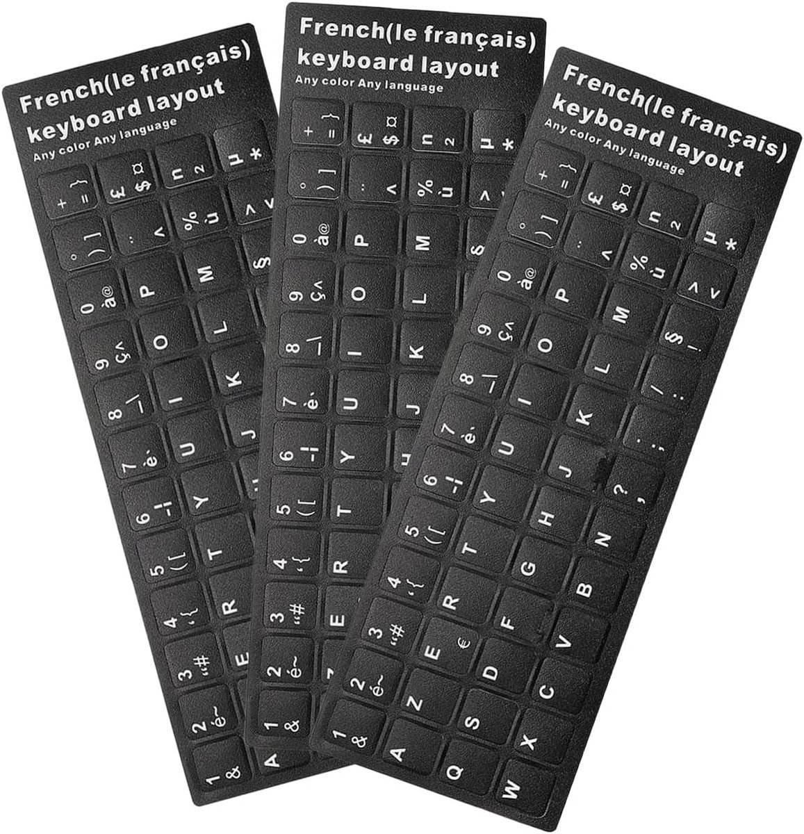 Toetsenbord Stickers - Franse Stickers - Vernieuwen Toetsenbord - Mat Vinyl Materiaal - 3 Stuks - Zwart