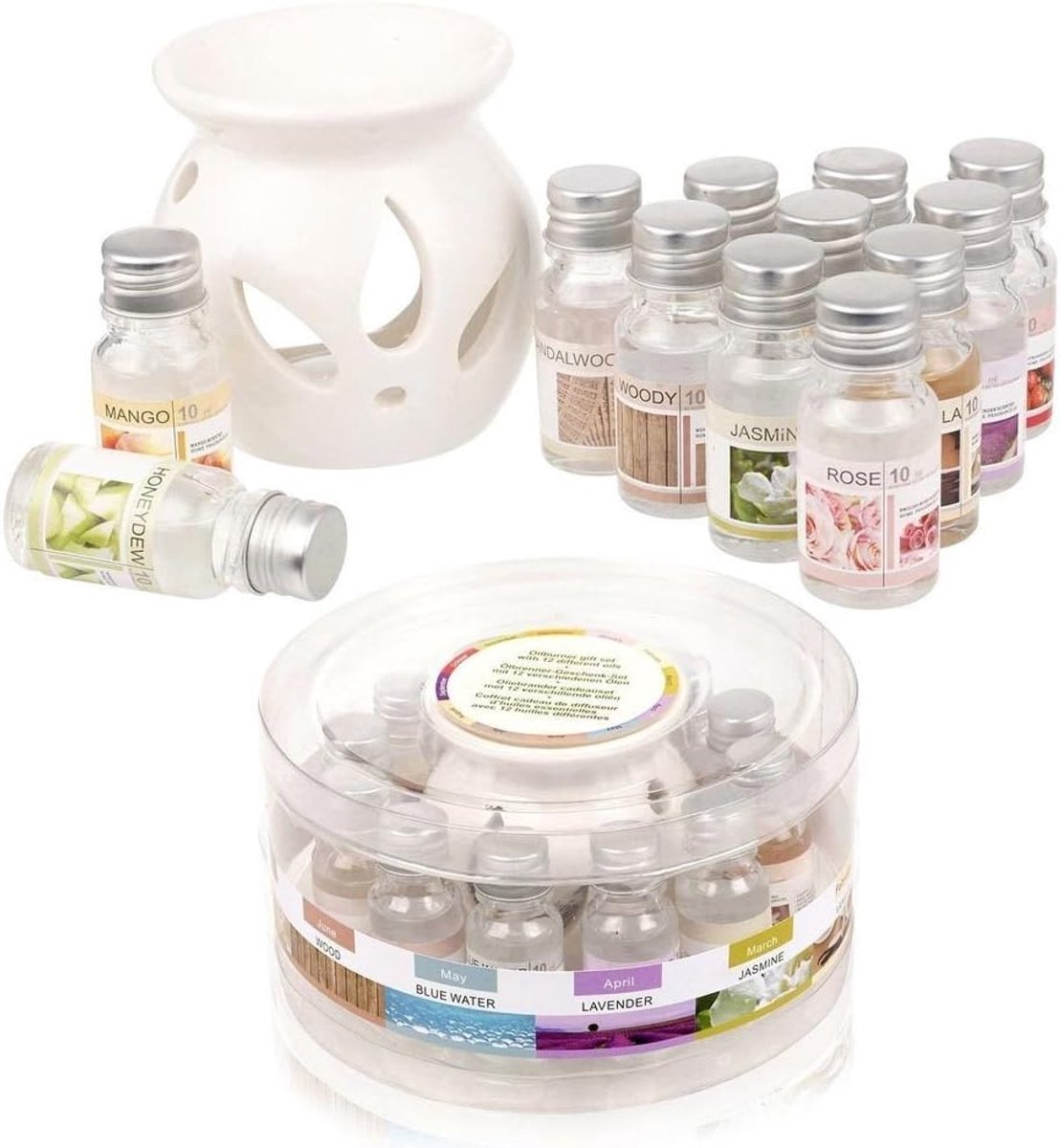 Oliebrander keramisch 8 cm - Theelicht met 12 geuren - Perfect voor aromatherapie - ShopVlot