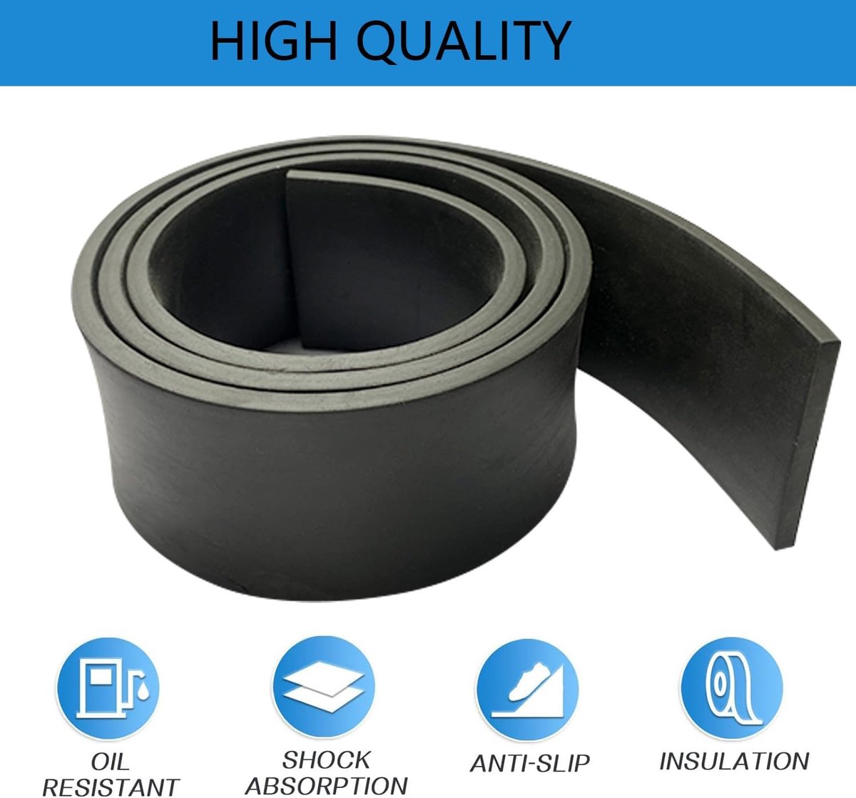 Rubber strips op rol 1 m (50 x 3 mm) - Antivibratie mat - Schokbestendig en antislip - Geschikt voor werkplaats - SnelShoppen
