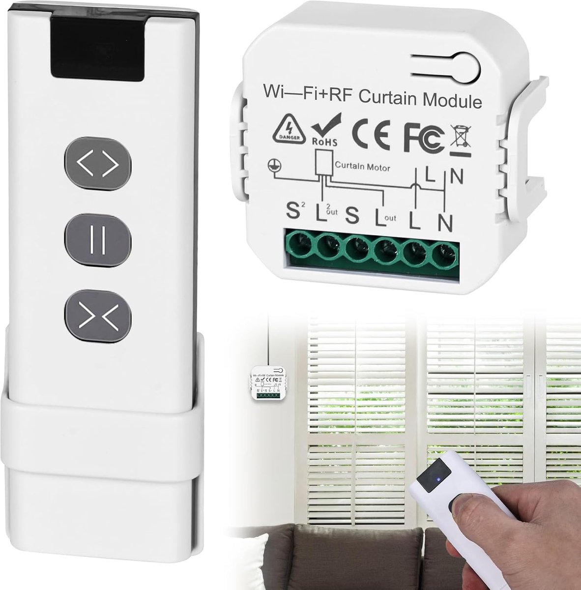 Rolluikmodule WiFi - Draadloze bediening - RF afstandsbediening - Eenvoudig te installeren - SnelShoppen