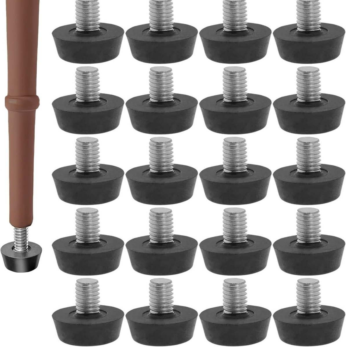 Meubelvoeten 20pcs M6x20mm - Rubber met Antislip - Verstelbare Bescherming voor Tafel en Stoelen - SnelShoppen