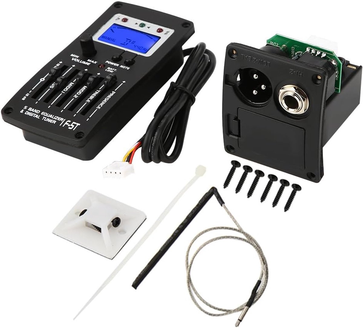 Piezo Pickup met digitale tuner - voor akoestische gitaar - LCD-display en volumeregeling - ideaal voor onderweg - SnelShoppen