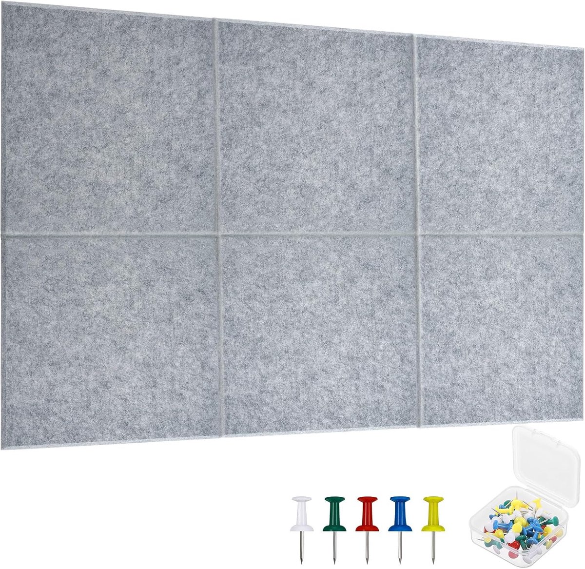 Vilt prikbord 30x30 cm - zelfklevende wandtegels - met gekleurde punaise - ideaal voor fotos en notities - SnelShoppen
