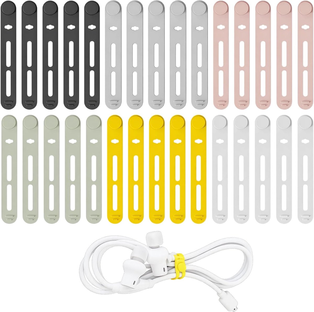 Herbruikbare silicone kabelbinders - 30 stuks - Flexibel en praktisch - Ideaal voor het organiseren van kabels - SnelShoppen