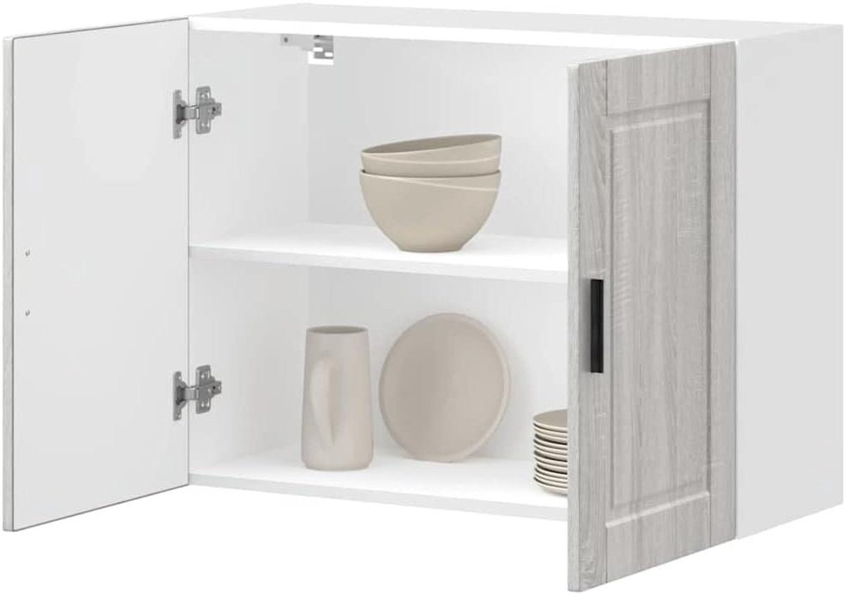 Keukenkast - Wandkast Keuken - Keuken Organiseren - Vochtbestendig Materiaal - 80 x 31 x 60 cm - Sonoma Grijs
