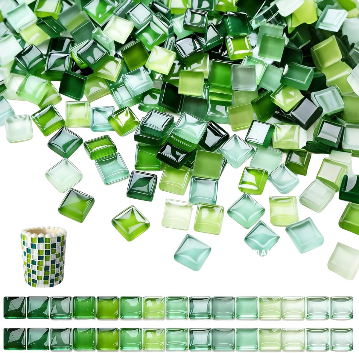 Mozaïektegels 1 kg - Groen glas - Vorst- en weerbestendig - Perfect voor creatieve projecten - SnelShoppen