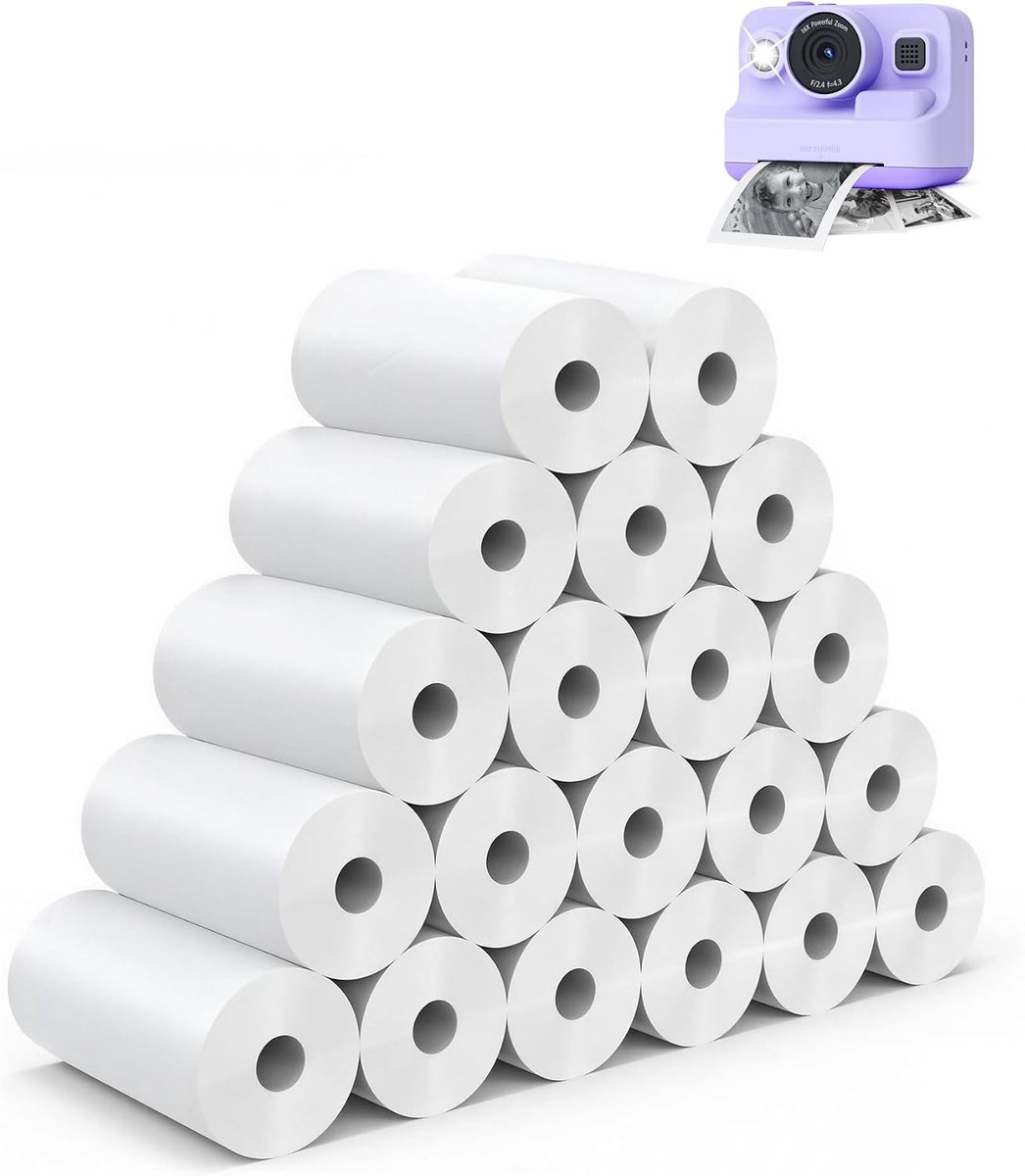 Thermisch papier kinderen camera 20 rollen - 57 x 25 mm - wit zonder inkt - ideaal voor dagelijkse reizen - SnelShoppen