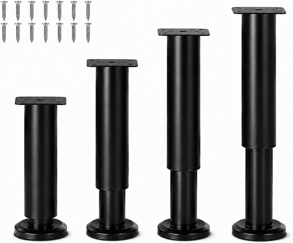 Verstelbare meubelpoten set van 4 - 120-180mm - zwart - eenvoudig te installeren - SnelShoppen