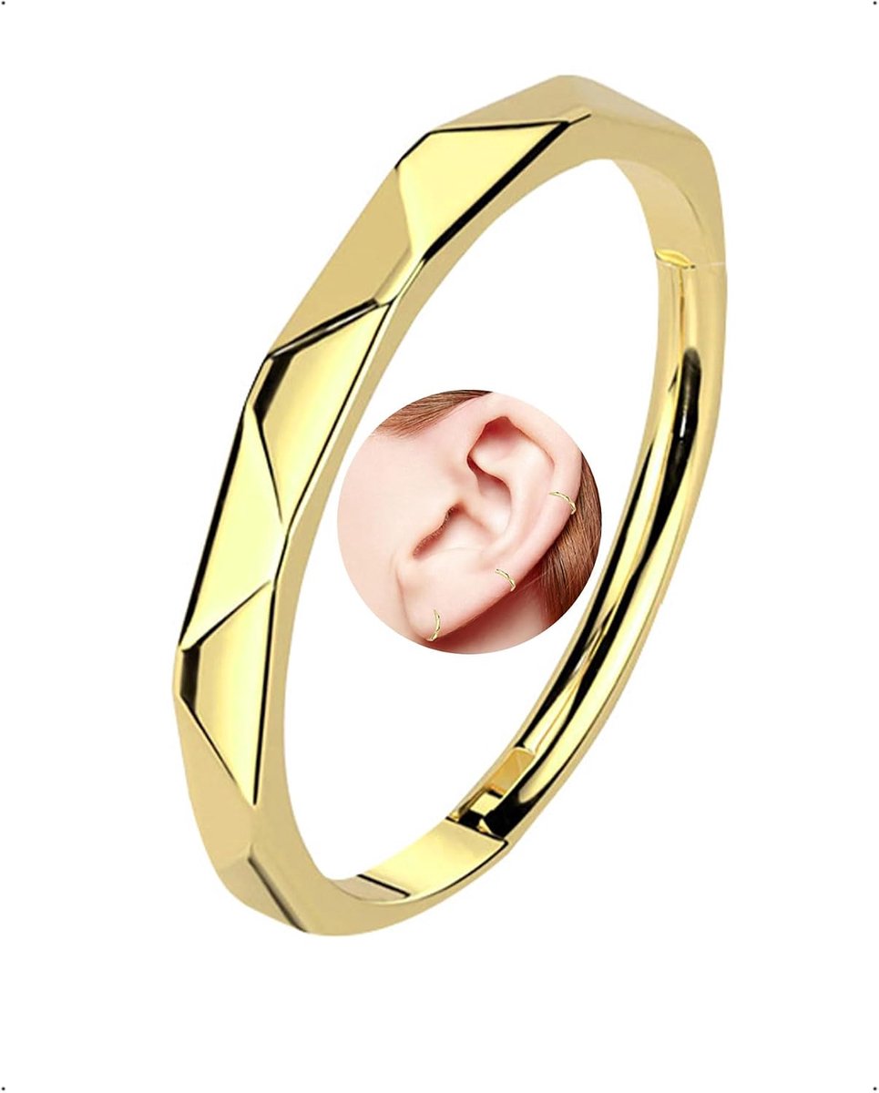 Neusring titanium 8mm - diamantvormig - met scharnier - perfect voor dagelijks gebruik - ShopVlot