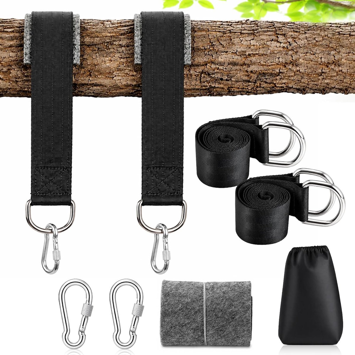 Schommelbevestiging 150 cm x 5 cm - polyestervezel - roestvrijstalen haken - ideaal voor hangmatten - ShopVlot