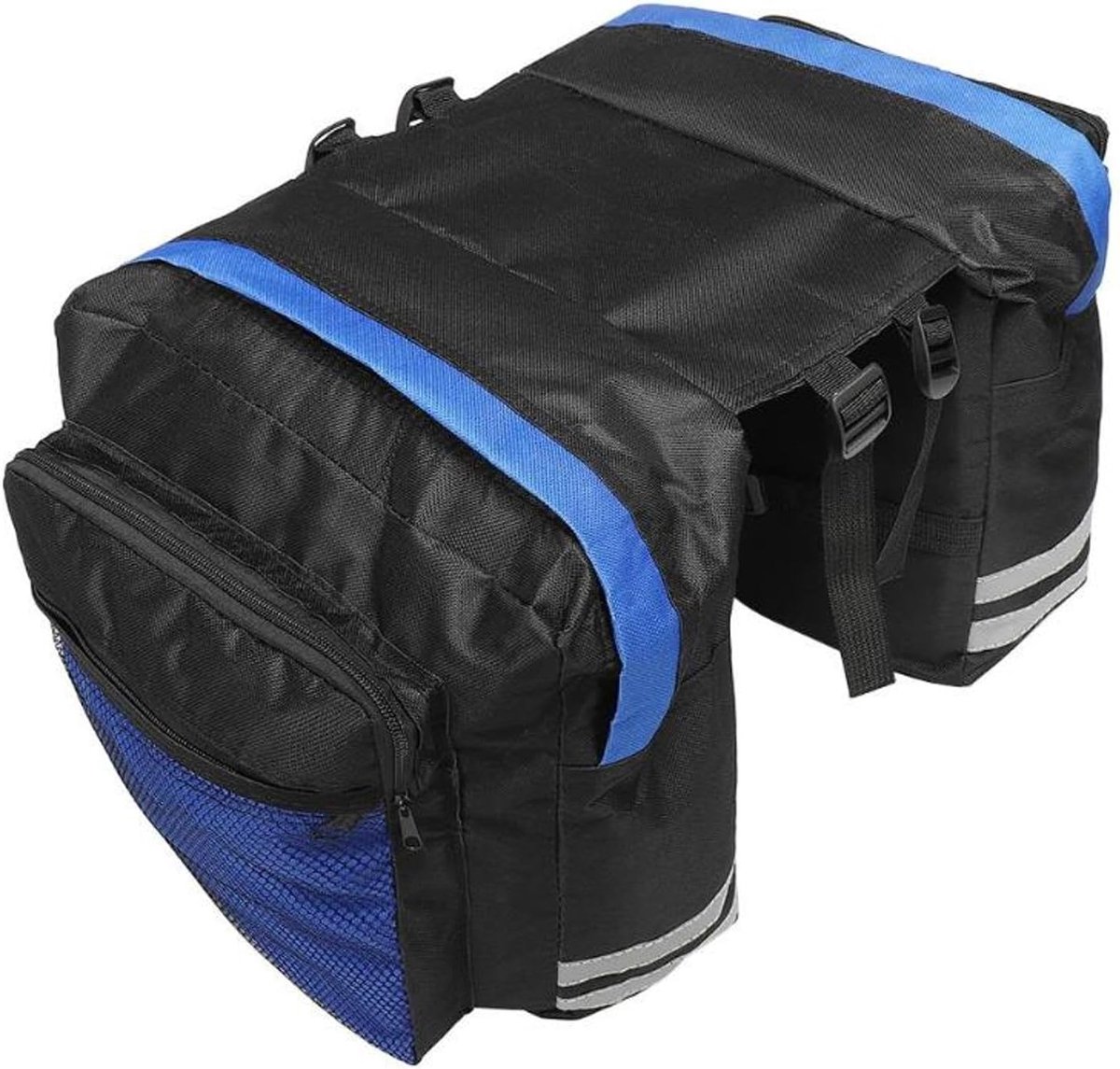 Fietstas achterdrager - dubbele fietstas met reflecterende strips - multifunctionele tas voor fietsers - ShopVlot