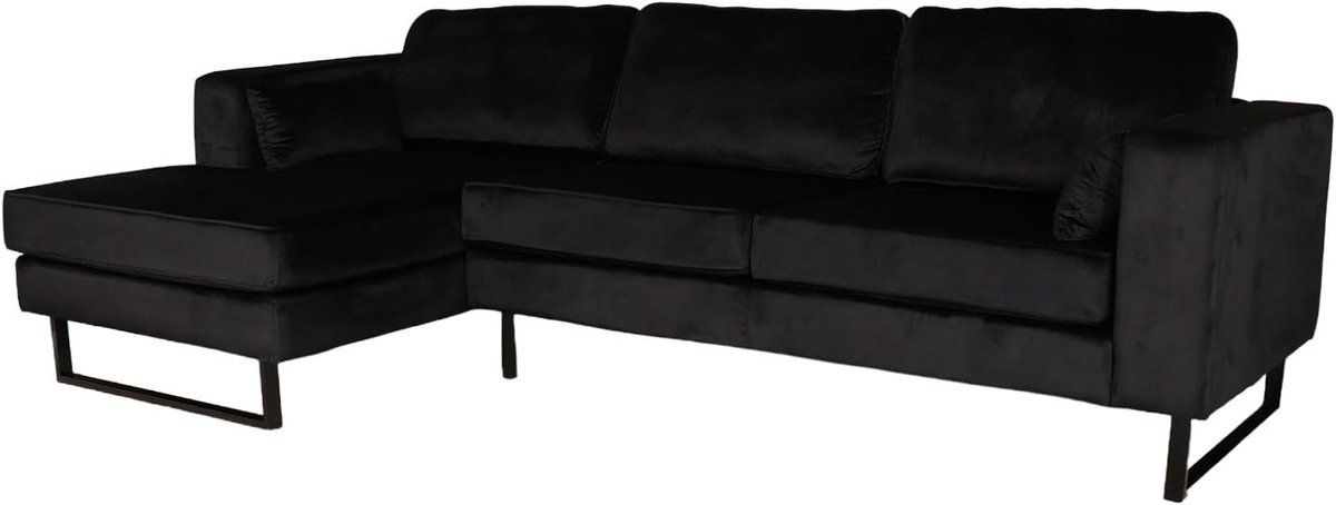 Hoekbank Tavero 280 cm - zwart fluweel - links lounge - eenvoudig te monteren - ShopVlot