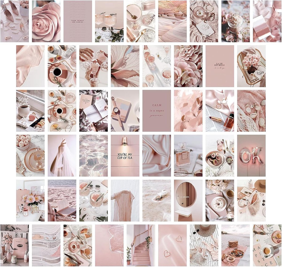 Wandcollage Kit 50 Stukken - Vintage Roze Posters - Aesthetic Foto Kaarten - Perfect voor Slaapkamer Decoratie - ShopVlot
