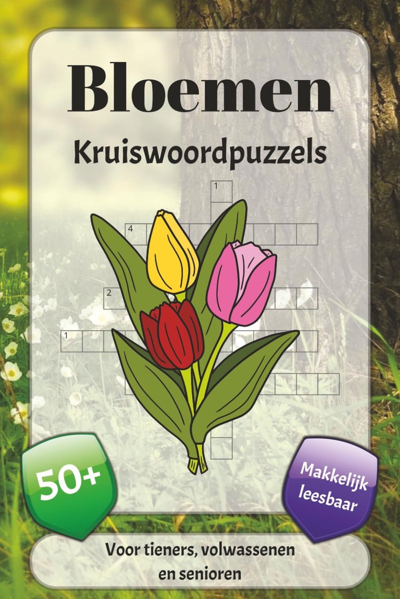 Kruiswoordpuzzels 6 x 9 inch - gemakkelijk leesbaar lettertype - natuur en bloemen thema - perfect voor ontspanning - ShopVlot