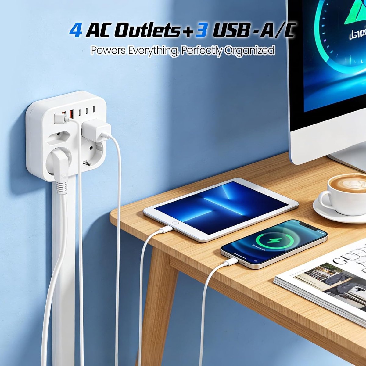 Meerdere Stekkerdoos met Overspanningsbeveiliging - Plug Cube met USB-C - ShopVlot