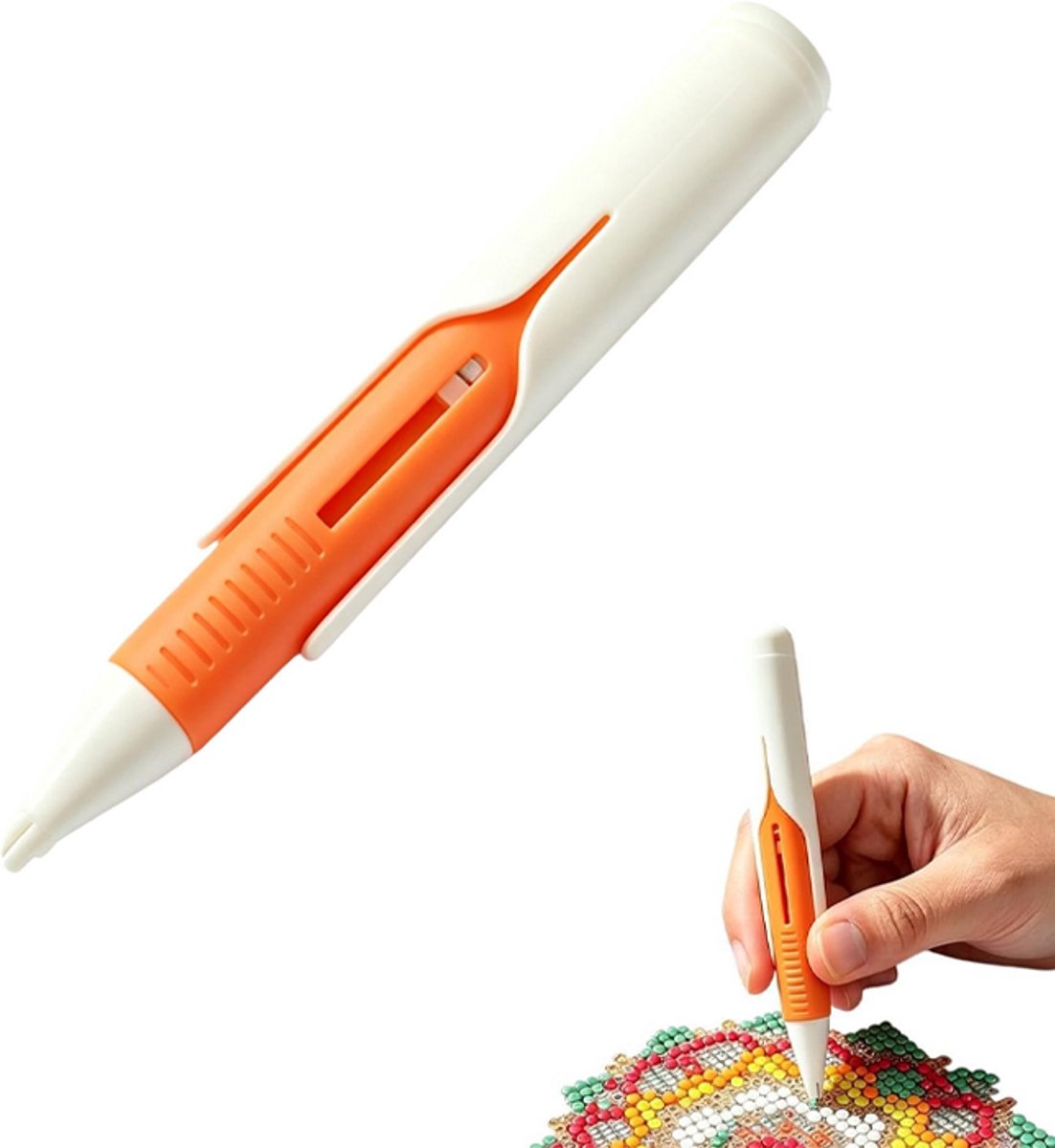 Boorstempelpennen - Automatische boorstempelpennen - Zelfladend - Automatische boorpennen - Boorschilderen - Veerbelaste punt - Telescopisch ontwerp - 14,5*1,8 cm - Oranje